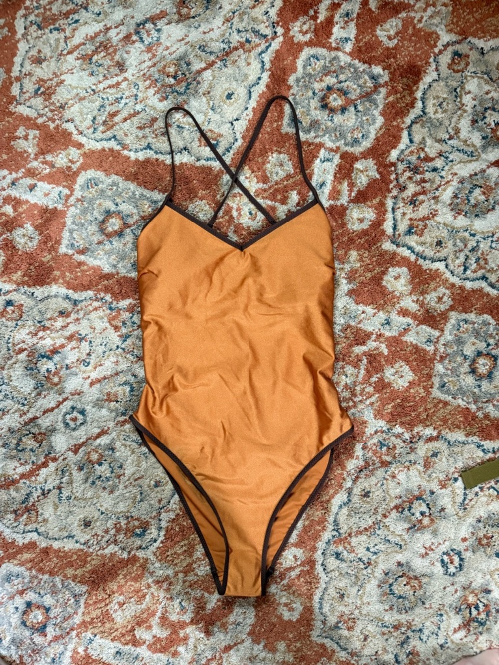 Zara One-Piece Swimsuit Gold and Brown